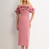 VESTIDO OMBRO A OMBRO MIDI BABADOS PATY - ROSA