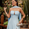 VESTIDO DE FESTA ELEGANCE GOLA CHOKER - AZUL SERENITY