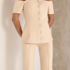 CONJUNTO LONDRES ALFAITARIA BLUSA OMBRO A OMBRO - AREIA