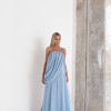 VESTIDO LONGO LOUISE DRAPEADO - AZUL SERENITY