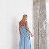 VESTIDO LONGO LOUISE DRAPEADO - AZUL SERENITY