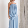 VESTIDO LONGO LOUISE DRAPEADO - AZUL SERENITY