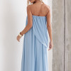 VESTIDO LONGO LOUISE DRAPEADO - AZUL SERENITY