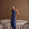 VESTIDO LONGO ASSIMÉTRICO BRUNA - AZUL JEANS