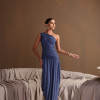 VESTIDO LONGO ASSIMÉTRICO BRUNA - AZUL JEANS