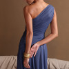 VESTIDO LONGO ASSIMÉTRICO BRUNA - AZUL JEANS