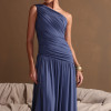 VESTIDO LONGO ASSIMÉTRICO BRUNA - AZUL JEANS