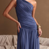 VESTIDO LONGO ASSIMÉTRICO BRUNA - AZUL JEANS