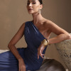 VESTIDO LONGO ASSIMÉTRICO BRUNA - AZUL JEANS
