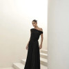 VESTIDO LONGO DRAPEADO CAMILLA - PRETO