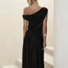 VESTIDO LONGO DRAPEADO CAMILLA - PRETO