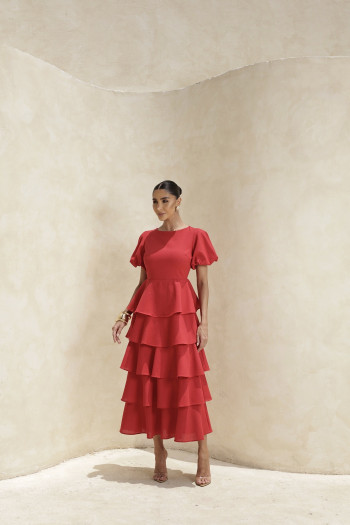 VESTIDO LU CAMADAS - VERMELHO