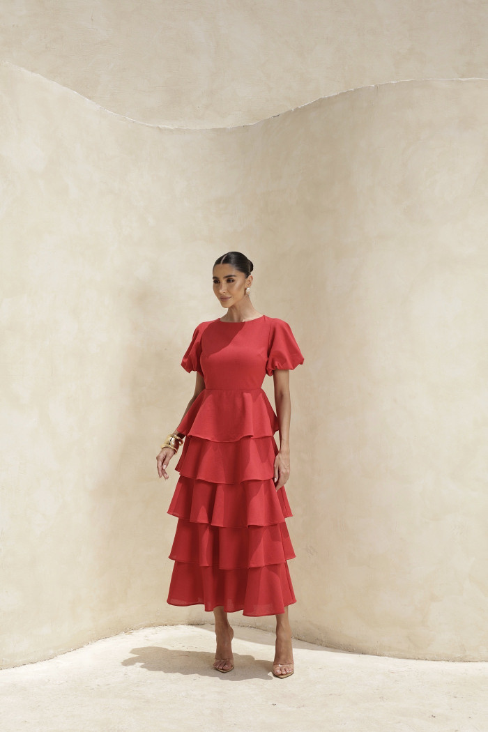 VESTIDO LU CAMADAS - VERMELHO