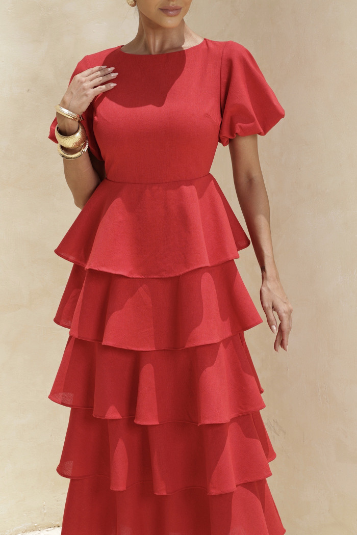 VESTIDO LU CAMADAS - VERMELHO