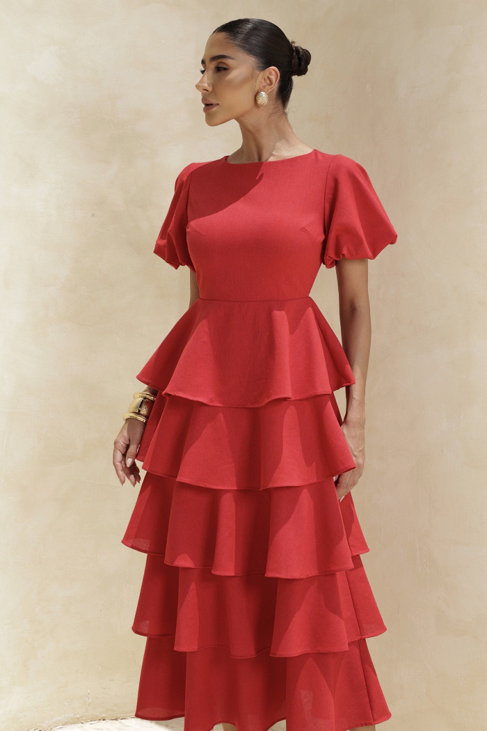 VESTIDO LU CAMADAS - VERMELHO