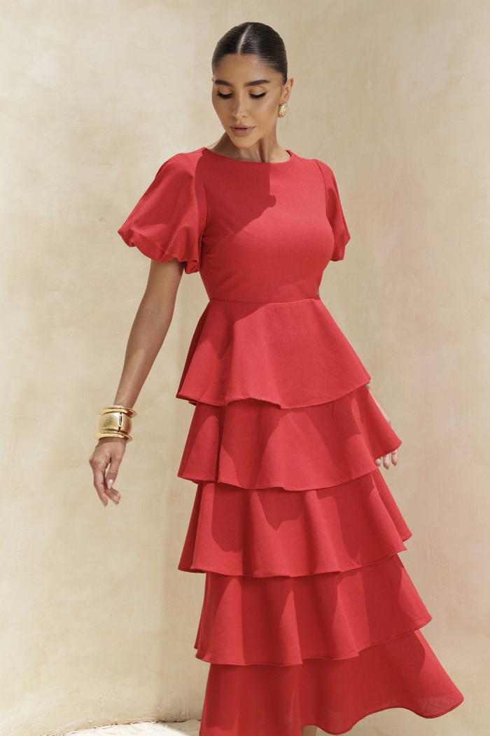VESTIDO LU CAMADAS - VERMELHO