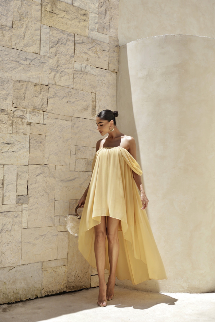 VESTIDO CURTO MULET CIGANINHA JORDANA - MOSTARDA