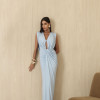 VESTIDO LONGO JERSEY DRAPEADO - AZUL SERENITY