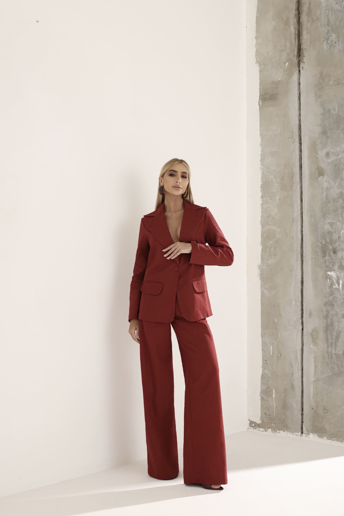 CONJUNTO FILIPA BLAZER E CALÇA LINHO - MARSALA
