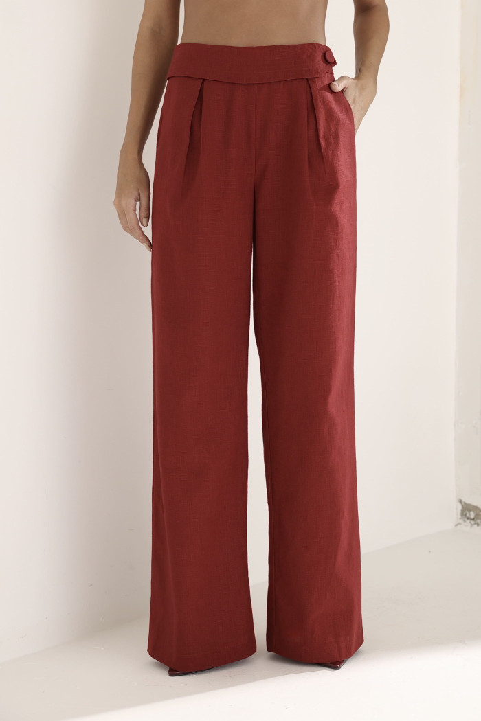 CONJUNTO FILIPA BLAZER E CALÇA LINHO - MARSALA