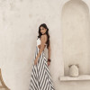 VESTIDO LONGO SAIA LISTRADA CANCUN - AZUL NOITE