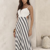 VESTIDO LONGO SAIA LISTRADA CANCUN - AZUL NOITE