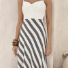 VESTIDO LONGO SAIA LISTRADA CANCUN - AZUL NOITE