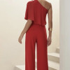 MACACÃO ANDRESSA SCUBA CREPE COM BLUSA FLUIDA - VERMELHO