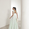 VESTIDO LONGO EM LAISE CURAÇAO COM BABADOS - VERDE LIMÃO
