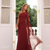 VESTIDO LONGO UM OMBRO SOPHIA - VINHO