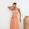 VESTIDO LONGO COM CHOKER SAIA PLISSADA SUZANA - TANGERINA