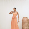 VESTIDO LONGO COM CHOKER SAIA PLISSADA SUZANA - TANGERINA
