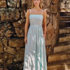VESTIDO LONGO COM BORDADO LISTRADO - VERDE MENTA