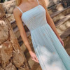 VESTIDO LONGO COM BORDADO LISTRADO - VERDE MENTA