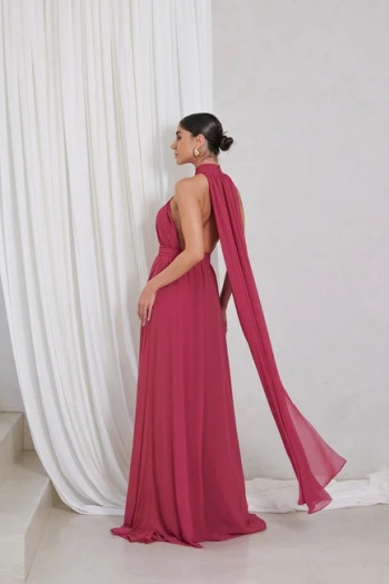 VESTIDO DE FESTA LONGO COM CALDA GISELE - GOIABA