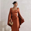 VESTIDO DE FESTA AURA SAIA TRANSPASSADA - TERRACOTA
