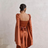 VESTIDO DE FESTA AURA SAIA TRANSPASSADA - TERRACOTA