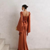 VESTIDO DE FESTA AURA SAIA TRANSPASSADA - TERRACOTA