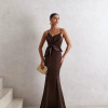 VESTIDO DE FESTA LONGO INGLATERRA FLOWERS - MARROM