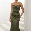 VESTIDO DE FESTA EVA CREPE ACETINADO - VERDE OLIVA