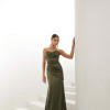 VESTIDO DE FESTA EVA CREPE ACETINADO - VERDE OLIVA