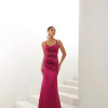 VESTIDO DE FESTA EVA CREPE ACETINADO - FÚCSIA