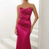VESTIDO DE FESTA EVA CREPE ACETINADO - FÚCSIA