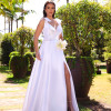 VESTIDO DE FESTA VANCOUVER ZIBELINE GLOW LAÇO NOIVINHAS - OFF WHITE