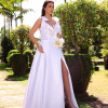 VESTIDO DE FESTA VANCOUVER ZIBELINE GLOW LAÇO NOIVINHAS - OFF WHITE