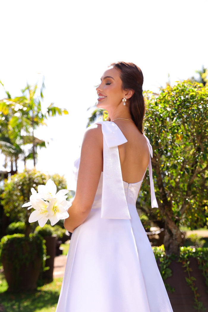 VESTIDO DE FESTA VANCOUVER ZIBELINE GLOW LAÇO NOIVINHAS - OFF WHITE