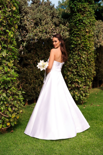 VESTIDO FESTA GLAM DECOTE OMBRO A OMBRO ZIBELINE NOIVINHAS - OFF WHITE