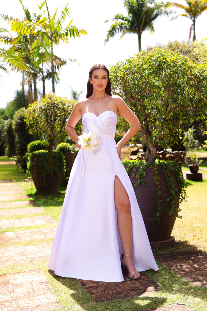 VESTIDO DE FESTA MELBOURNE T.Q.C ZIBELINE NOIVINHAS - OFF WHITE
