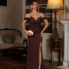 VESTIDO DE FESTA ALINE CREPE FRANCÊS - MARROM