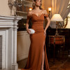 VESTIDO DE FESTA ALINE CREPE FRANCÊS - TERRACOTA
